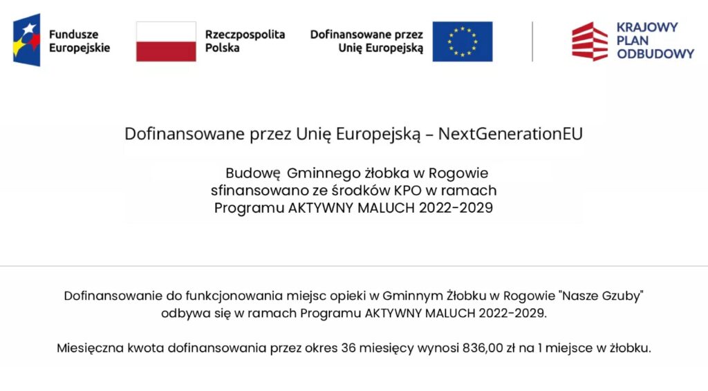 baner o dofinansowaniu budowy żłobka z funduszy UE